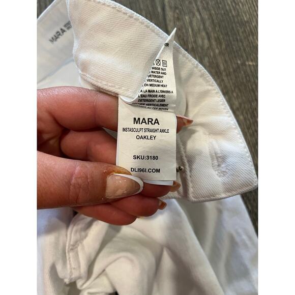 DL1961 Mara Instasculpt Straight Ankle Jeans Mid Rise Stretch Denim White Sz 26 - Picture 7 of 12